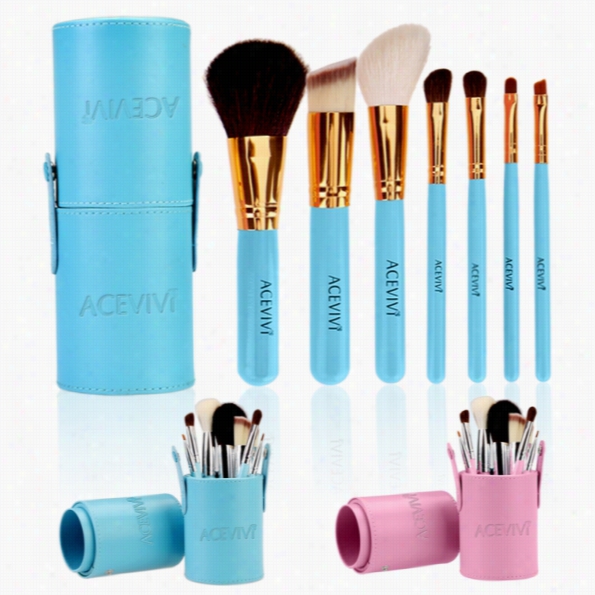 Fashion Women Lady's 7pcs Makeup Cosmetic Toolspowderf Oundat Ion Blush Brush Brushes Set In Barrel