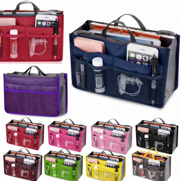 Fashion Women Multiunction Travel Cosmetic Makeup Insert Pouch Toiletry Organizer Handbg Stoeage Purse