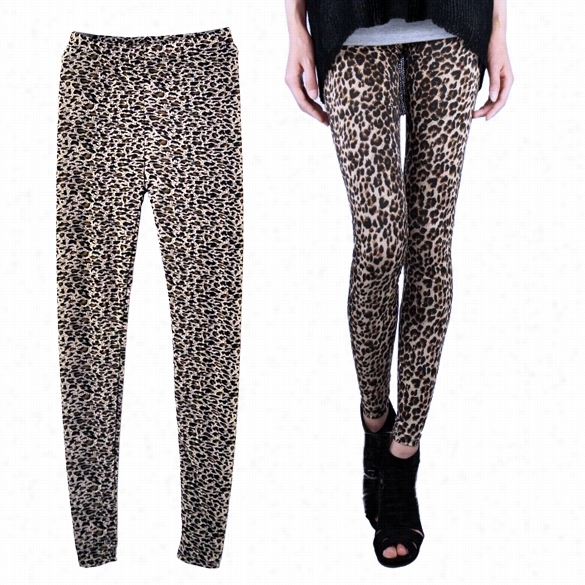 Fashion Women'd Girls Brown Leopard Print Stretch Skinny Leggings Tights Pencil Pants