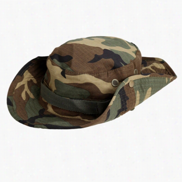 Fishng Hiking Boonie Snap Brim Military Bucket Sun Hat Cap Woods Camo New