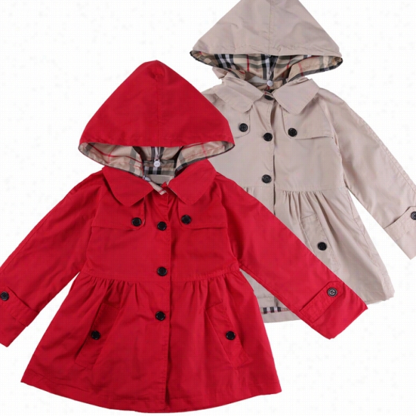 High Quality Europea Sstyle Autumn Winter Girls Simple Coat Peplum Windd Jacket Hooded