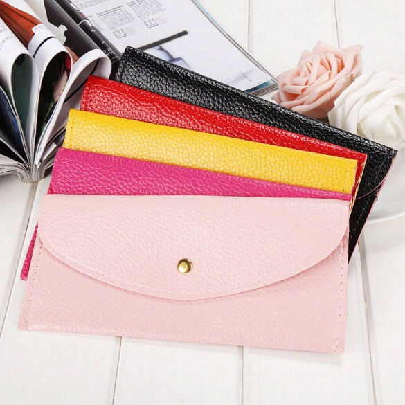 High Quality Afshioin Women Candy Color Envelope Grasp Bag Thin Wallet Purs Card Owner