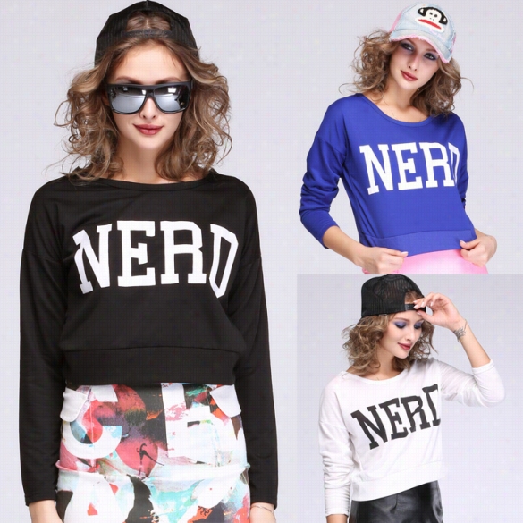 High Quality Womens Chic Hip Hop Cropped Tops Sweater Long Sleeve Blouse Tee