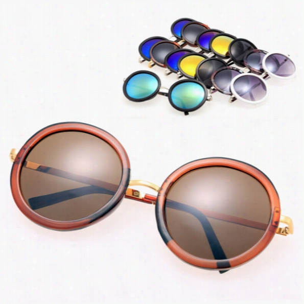 Hot Fashion Vintage Style Unisex  Round Lens Gradient Uv Protdctive Casual Outdoor Sunglasses