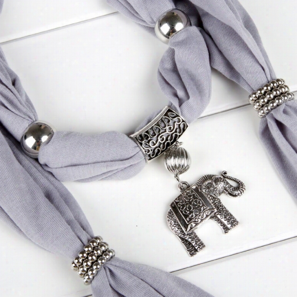 New Arrival Necklace Scarves Charm Ring Jewelry Alloy Elephant Pendant Scarf Vintage