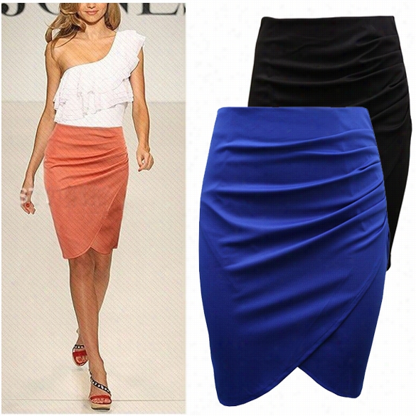 New Arrival  Womens' Elegant Ladies Olstyel Folded Casual Pencil Skirt M"l"xl