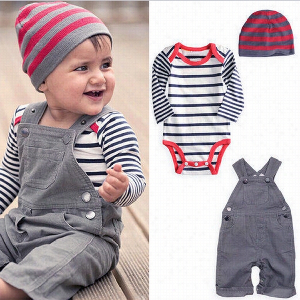 New Children Kid Tender Clothes Kids Jumpsuit  Baby Romper 3pcs Q&uot; Set Tender Caapp