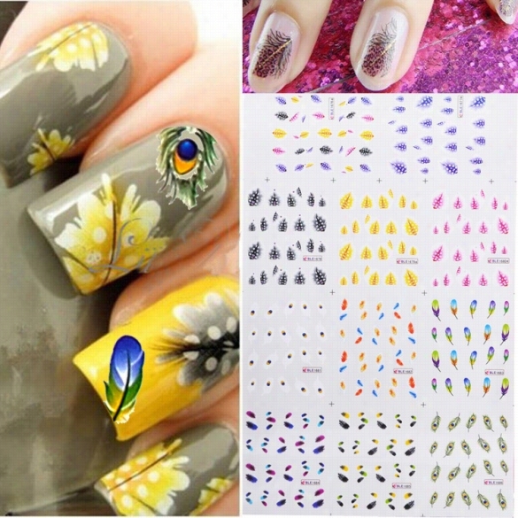New Colorful 11 Types One Sheet Multi-color 3d Sticker Naiil Art Stickers Decals Decorations