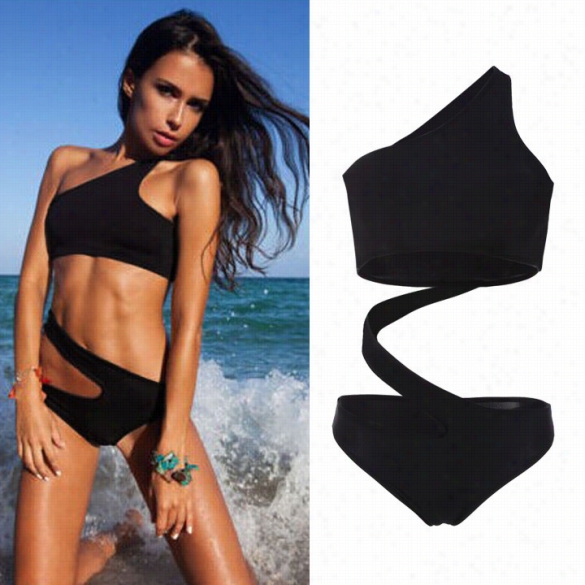 New Fashion Lady Women's Sexy Elastic Single Shoulder Piece Swimusit Bikini