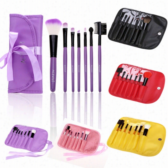 Recent Fashion Professional 7pcs Soft Cosmetic Tool Makeup Brush Set Kitt With Pouch