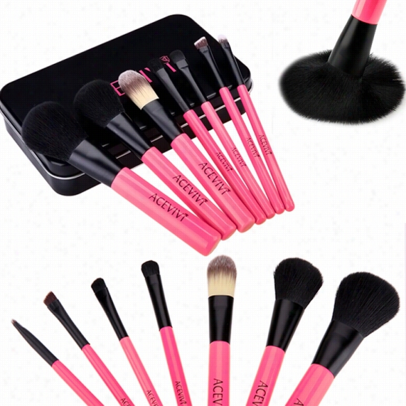 New Fashion Professioonal 7pcs Mellifluous Cosmetic Tool Makeup Brush Set Kit With Iron Box