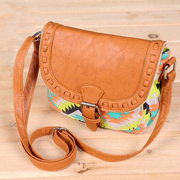 New Fashion Retro Women Canvas Adjustable Strap Geometric Animal Print Small Shoulder B Ags Handbag