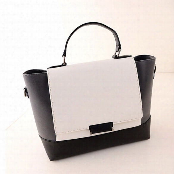 New Fashion Women Synthetic Leather Handbag Contrast Olor Shoulder Bag