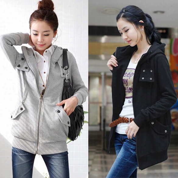 New Korea Women's Zip Up Llobg Top Hoodie Coat Jacket Many But Tons Sweatshirt Outerwear Flrece