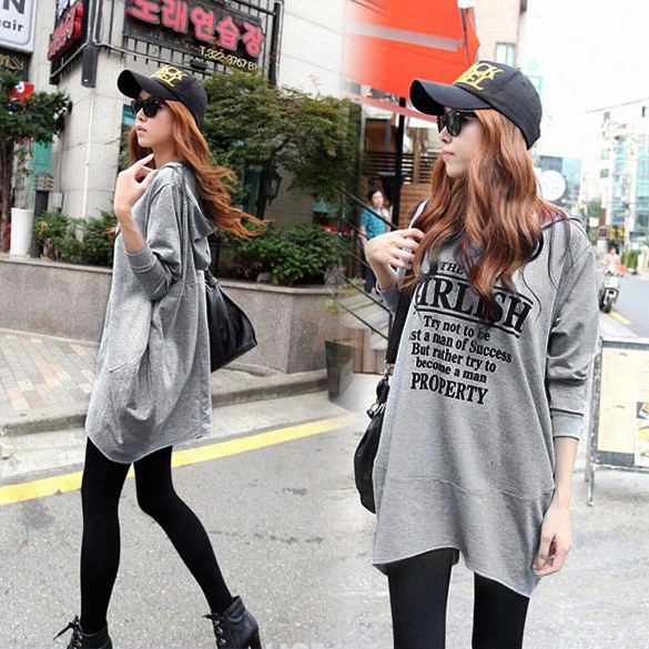 New Loose Hoodie Hooded Long Sleeve Jumper Swater Coat Sweatshirt Tops Gret