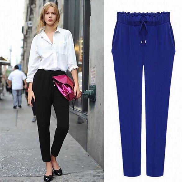 New Spring Autumn New Plus Size Loose Harem Pants Trousers Women Ladies Empire Waist Pants