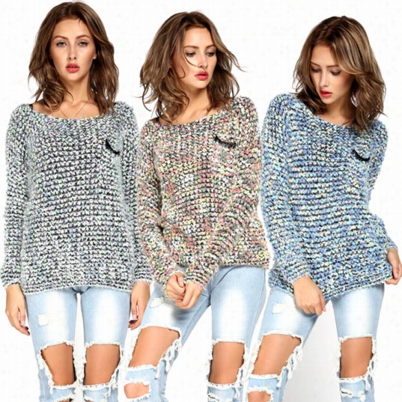 New Women Far-seeing Sleeeve Knitted Mohaiir S Weater Leisure Loose Knitwear