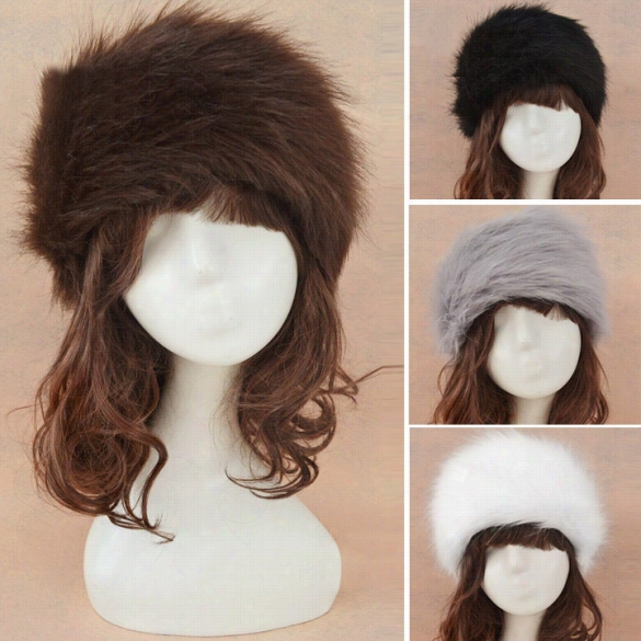 New Woomen Russian Winter Plush Faux Fur Headband Hat Ear Warmer Ear Muff Ski Cap