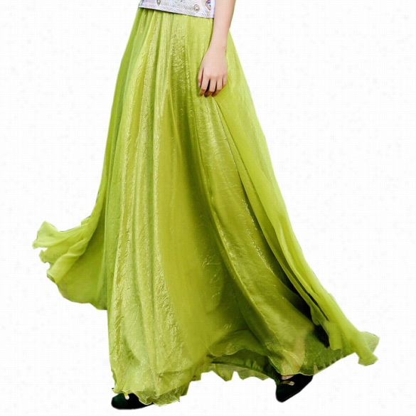 New Women's Boho Amxi Dress Gauze Chiffon Long Skirt Pleated Long Maxi Dress