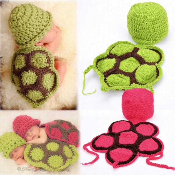 Newborn Baby Totroise Hat Infant Knit Sweater Crochet Phogography Prop Hat Outfit