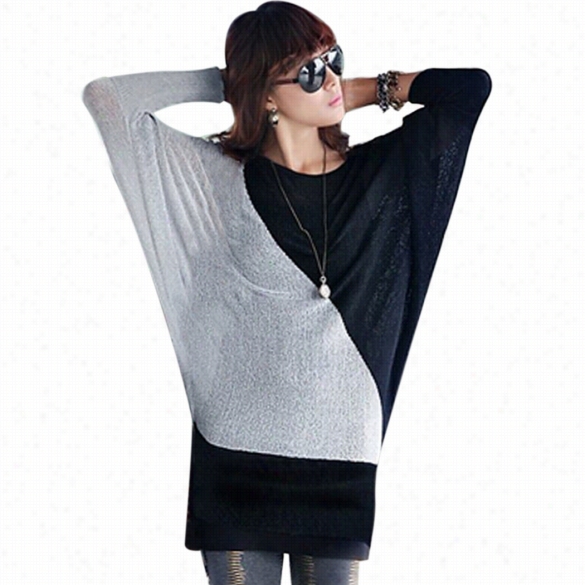 Oversize New Ladies Stylish Loose Batwing Knitted Long Sleeved Tops Shirt Boluse