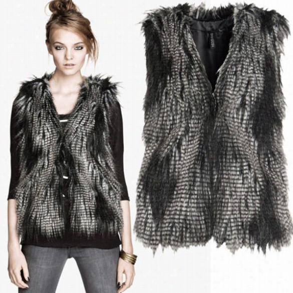 Pop New Faux Fur Rough Vest Gi1et Sleeveless   Coat Outerwea R Waistcoat