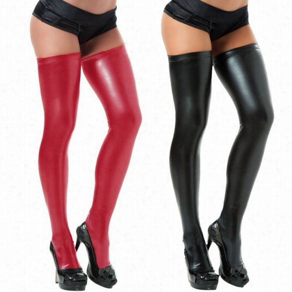 Sexy Women 's Hot Faux Leather Thigh High Stockings Lo  Nsocks Perform Cloth