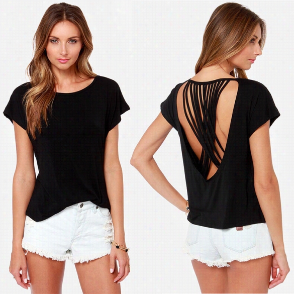 Stylish Lady Women Sexy Short Sleeve Backless Shameful T-shirt Casual Club Tops Blouse