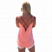 Fashion Lady Women Sexy Strap Cross Hollow Out Vest Pure Color Basic Casual Loose Tank Tops Camis