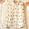 Woman Girl Trendy Collar Owl Print Chiffon Long Sleeve Blouse Top Shirt