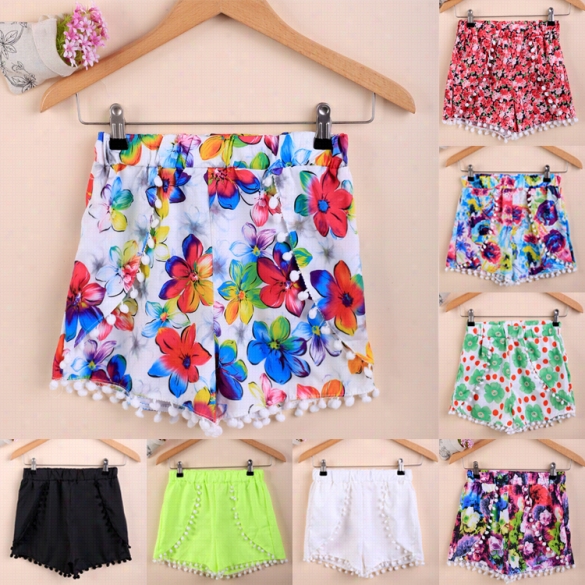 Women Hot Fashion Colorful Tassel Casual Mini Shorts Baech Irregular Shorts