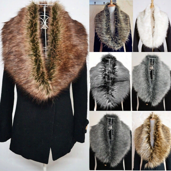 Women Lux Ury Warm Faux Fur Put A ~ On Shawl Wrap Winter Neck Scarf For Ladies Shrg Hotsale