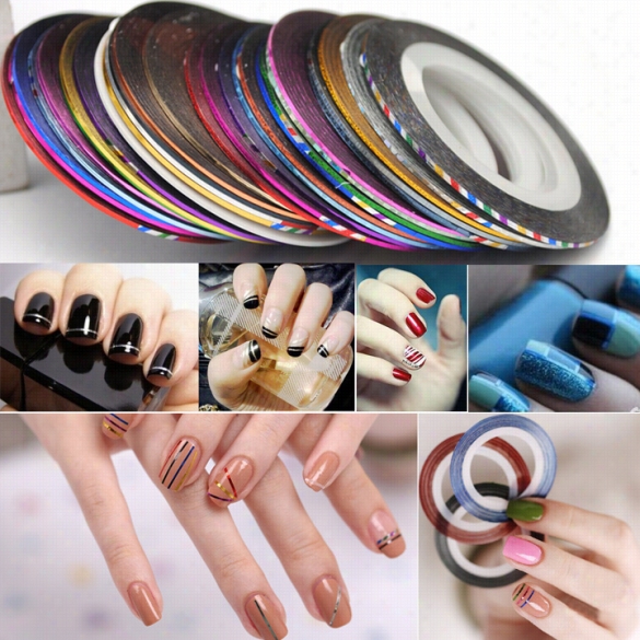 18pcs Mixed Colors Rolls Striping Tape Line Diy Nail Art Tips Adorning Sticker