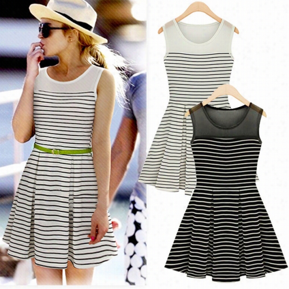 2015 High Quality Women's Chiffon Pqtchwork Ol Cotton Dress Wear To Work With Belt