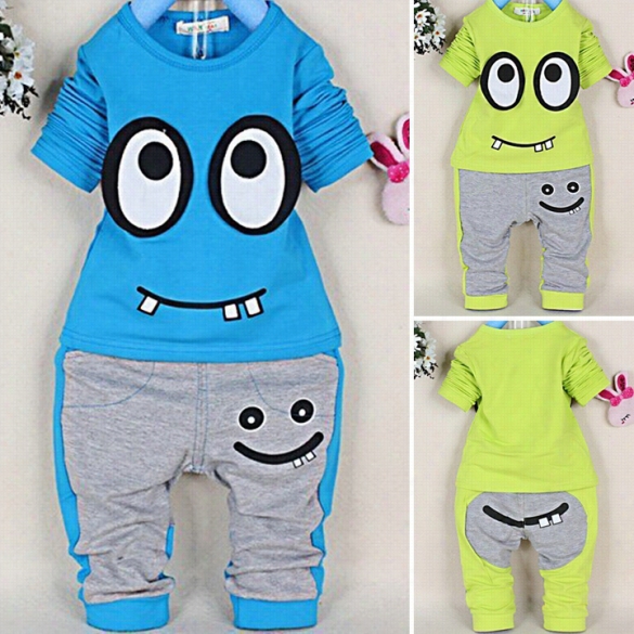 2pc S Toddler Baby Boys Girls Infant Suit Kids Long Sleeve Tops Pants Outfit Sets