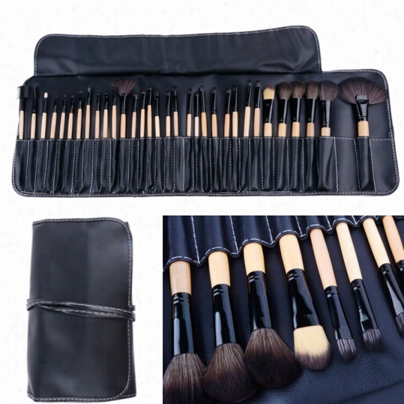 32 Pcs Makeup Brush Set Cosmetic Brushes Make Up Kid + Pouch Bag Case Black