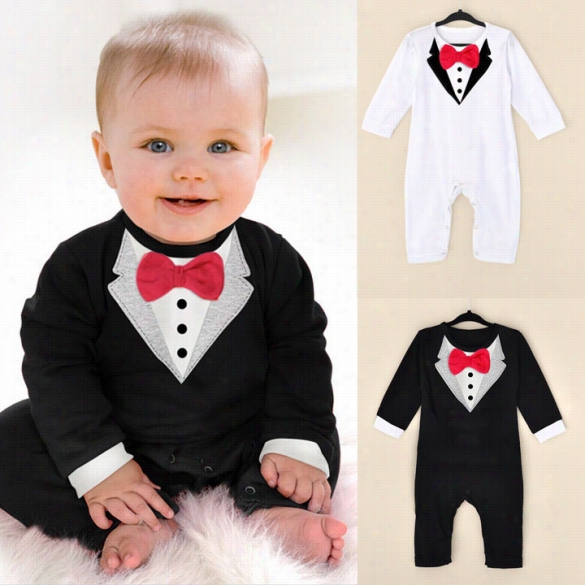 Baby Boy Kids Children''s Long Sleeve Fancy Jumpsuiit Baby Bowknot Jumpsuit Clothes