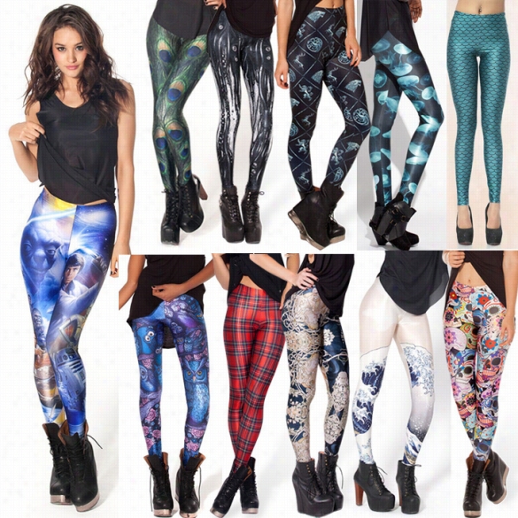 Europe Sexy Aurora Skye Galaxy Colorful Cloud Dismal Green Muscle Mermaid Leggings Space Printed Pants B3 Sv001425