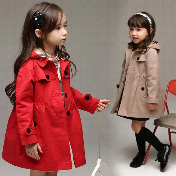 Europen Style Autumn Winter Girls Simple Coat Peplum Wind Jacket Hooded