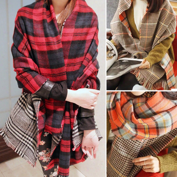 Fashion 190x58cm Heat  Big Winter Scarf Women Leegant Gid Pattern  Thick Scarf Winter Collars