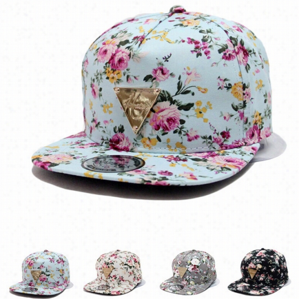 Fashion Floral F Lower Snapback Hip-hop Hat Flat Pointed Adjustwble Baseball Cap