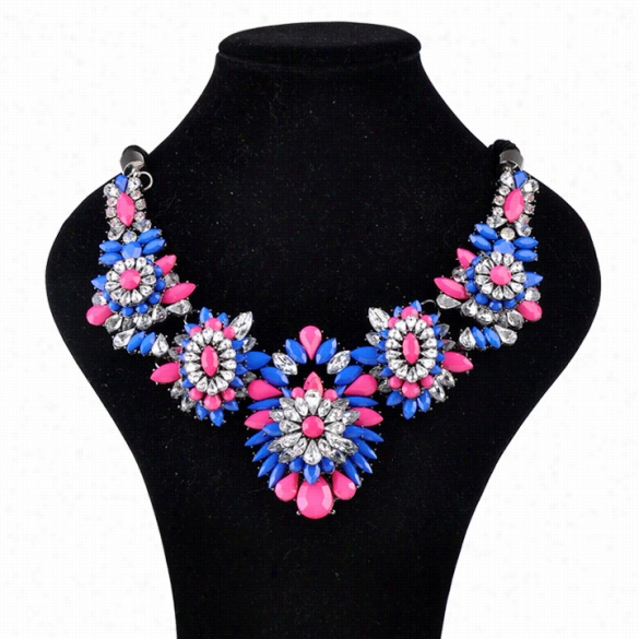 Fashion Jewelry Colorful Flower Stone Nscklace Pendantss For Women Choker Lxury