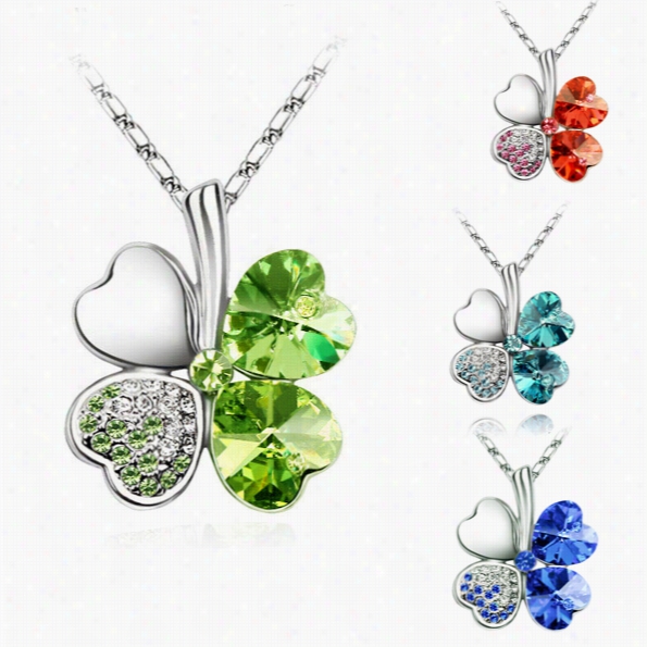 Way Korean Rhinestone Elegant Exquisite Charms Flower Leaf Rhinesto Ne Necklace