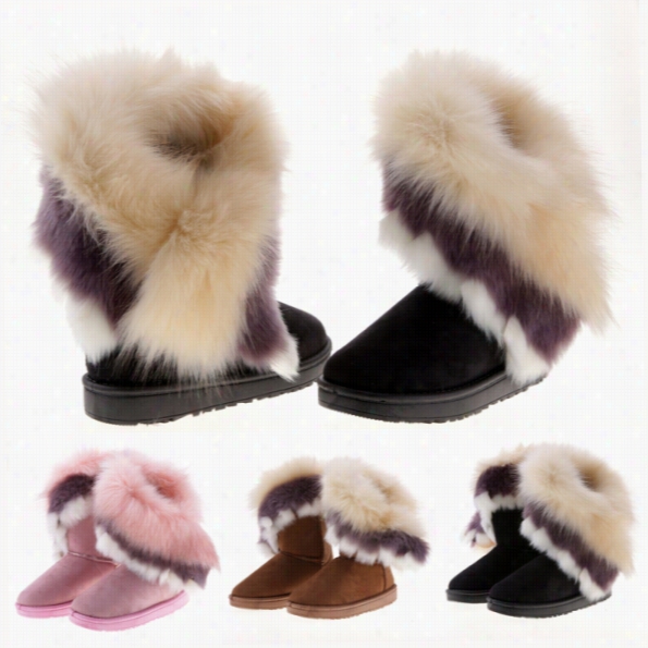 Adapt New Women's Autumn Inter Snow Boots Ankle Boots Warm Synthetic Fur Sho Es 3 Colors