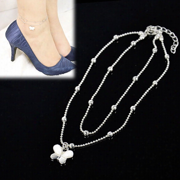 Fashion Silver Clear Ccub Ic Shell Butterfly Anklets Ankle Brcelet