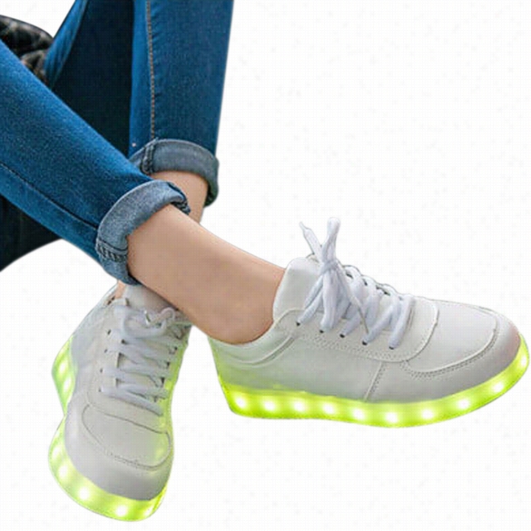 Fashion Unisex Led Light Lace Up Luminous Shoes Sportswear Sneaker Casual Shoes Usb Charging