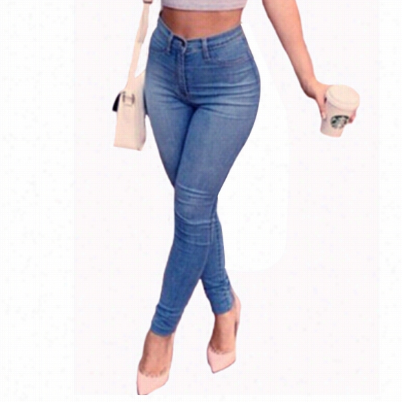 Fashion Women's High Waist Denim Skinny Stretch Pants Spft Slim Pencil Jeans