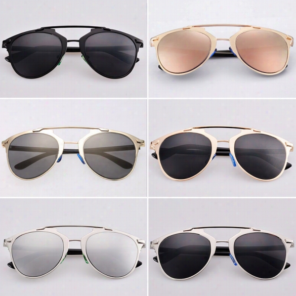 Hot Fashion Lady Wome N's Retro Dual Horizontal Beam Full Frame Sunglasses