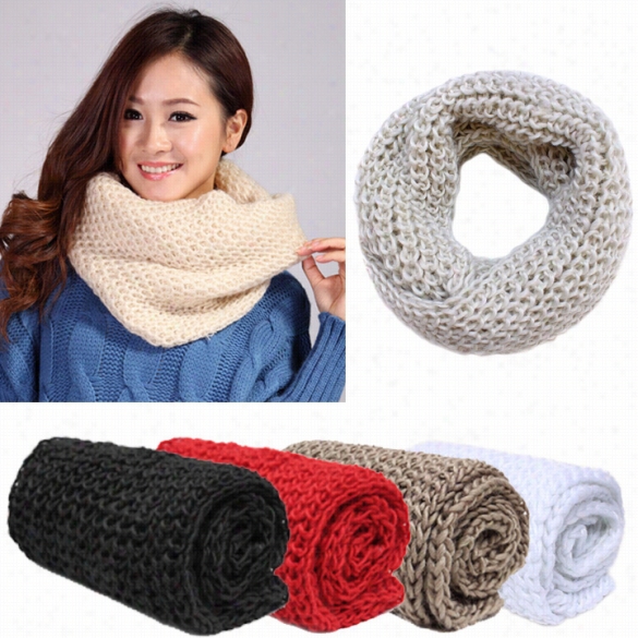 Very Warm Fashion Wome Nwinter Warm 2 Circls Cable Knitted Cowl Neck Scarf Shawl