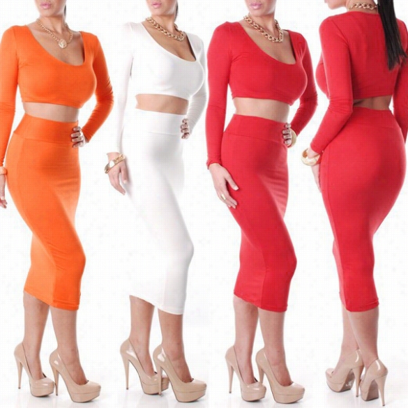 Hot Sellling Wholesale Exclusive Women High Waisted Cropped Outfit Two Piece Bodyvo Dress 5 Colors 3 S Izes B11 Sv000719